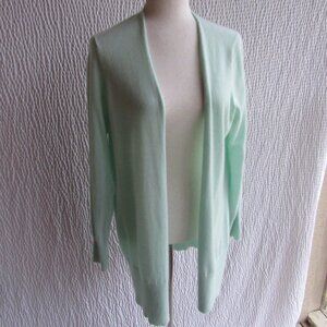 New Eileen Fisher Mint Green Open Front 100% Cashmere Long Cardigan Large